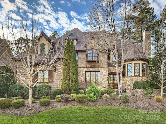 view of front of property featuring a front lawn