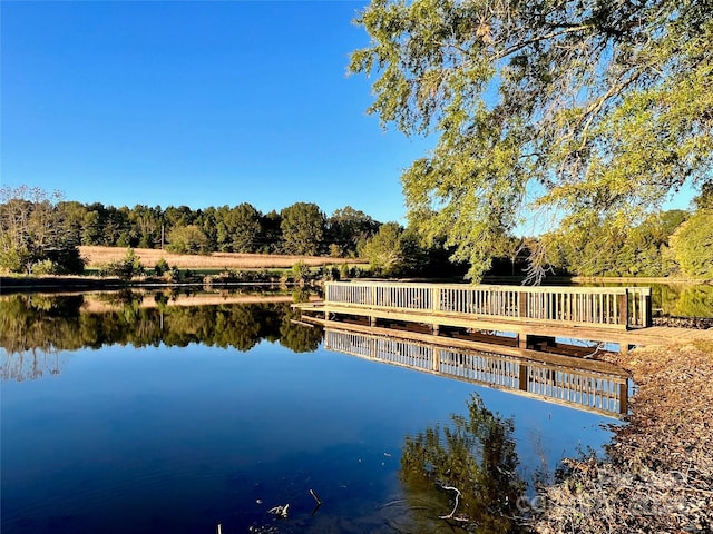 view of dock featuring a water view