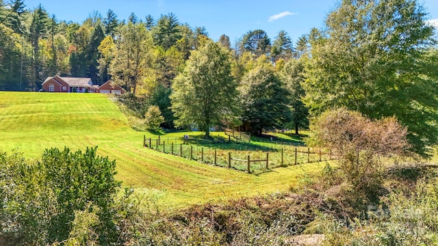 view of home's community with a lawn and a rural view