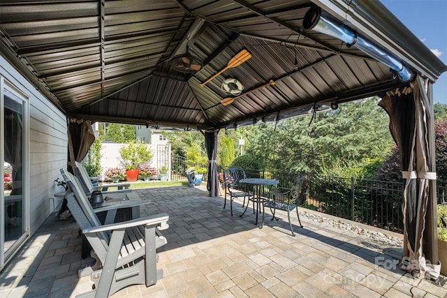 view of patio / terrace with a gazebo