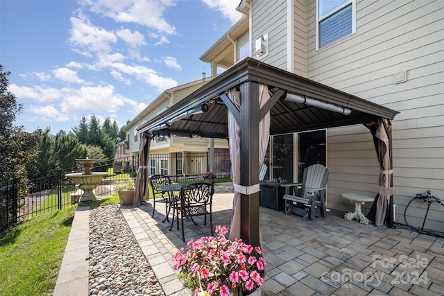 view of patio / terrace with a gazebo