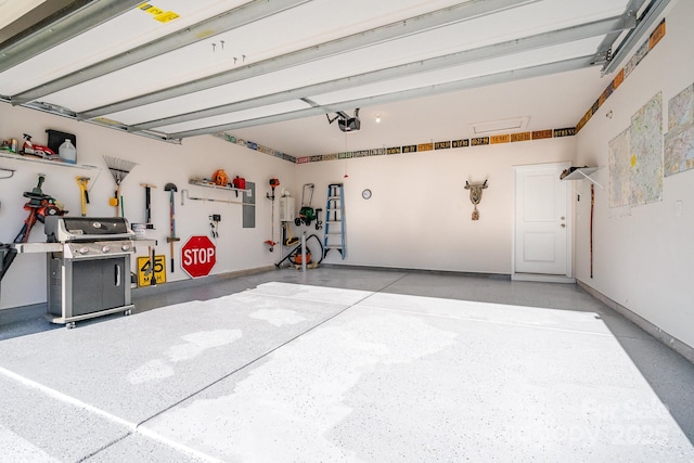 garage with a garage door opener