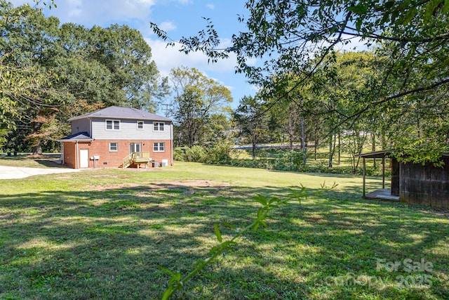 view of yard with an attached garage