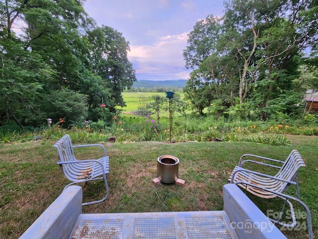 view of yard at dusk