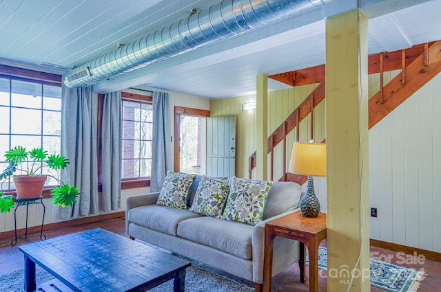 living room featuring plenty of natural light