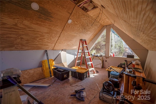 view of unfinished attic