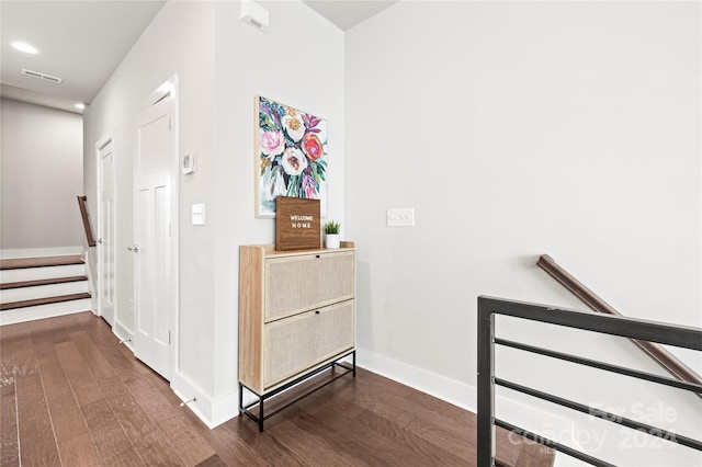 hall featuring dark hardwood / wood-style flooring