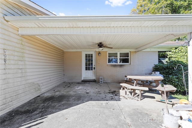 view of patio / terrace featuring ceiling fan