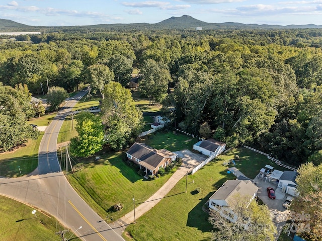 birds eye view of property with a mountain view