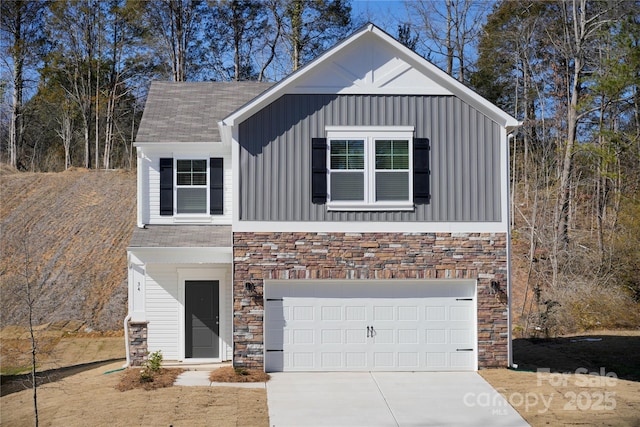 view of front of house with a garage