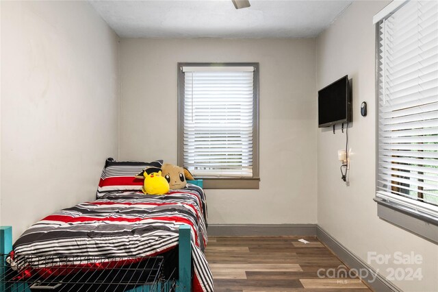 515 Suttle St, Shelby, NC 28150 - bedroom featuring baseboards, a ceiling fan, and wood finished floors