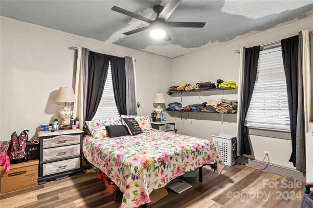 515 Suttle St, Shelby, NC 28150 - bedroom with a ceiling fan and wood finished floors