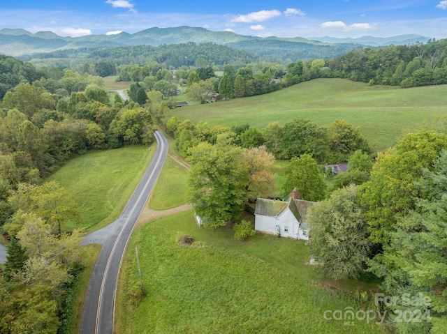 aerial view with a mountain view