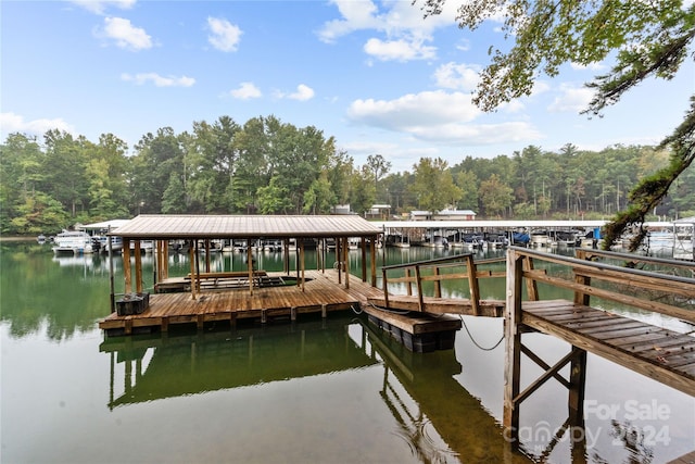 dock area featuring a water view