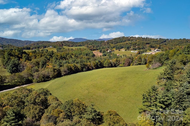 bird's eye view with a mountain view