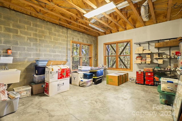 basement with sink