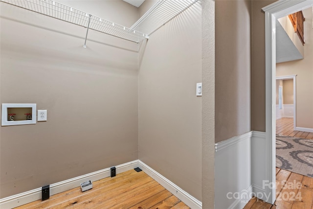 2720 Lentz Rd, China Grove, NC 28023 - clothes washing area featuring baseboards, laundry area, washer hookup, and wood-type flooring