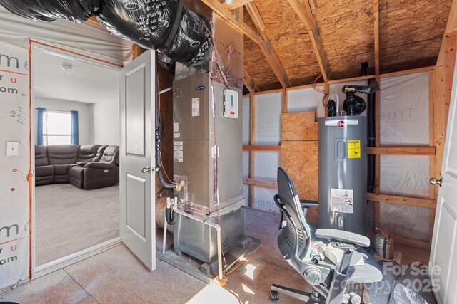 1109 Freeman View Dr, Albemarle, NC 28001 - utility room with electric water heater and heating unit