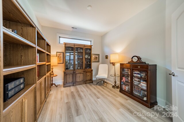 sitting room featuring light wood-type flooring