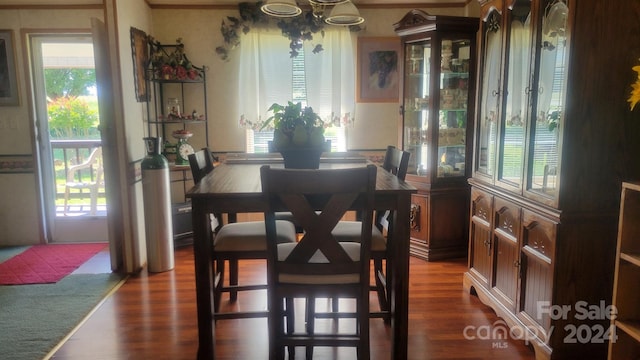 dining room featuring dark hardwood / wood-style flooring