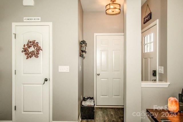 entrance foyer featuring dark hardwood / wood-style flooring