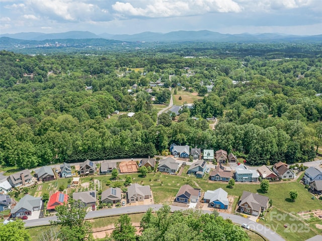 birds eye view of property with a mountain view