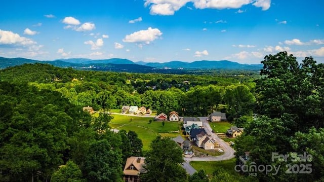 drone / aerial view with a mountain view