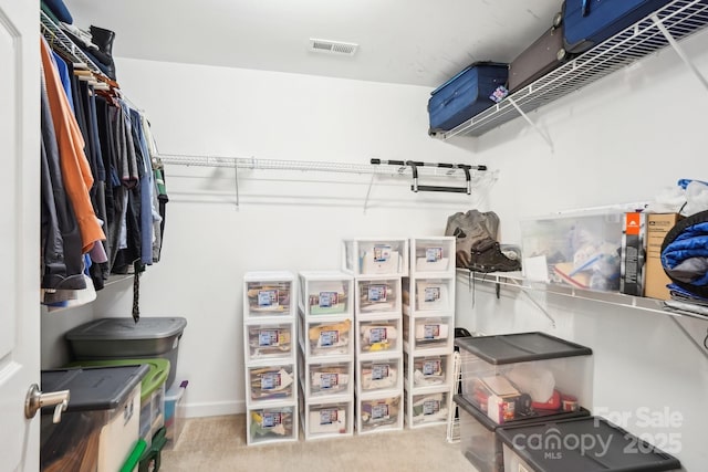 walk in closet featuring carpet