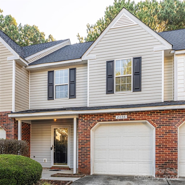 view of front of property featuring a garage