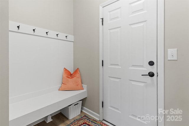 mudroom featuring wood-type flooring