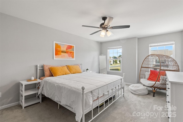 bedroom with carpet floors and ceiling fan