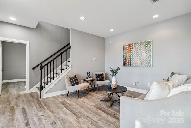 living room featuring light hardwood / wood-style floors