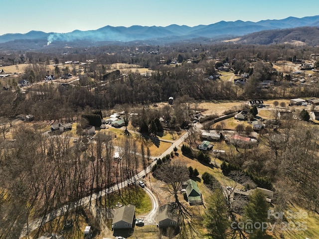 drone / aerial view with a mountain view