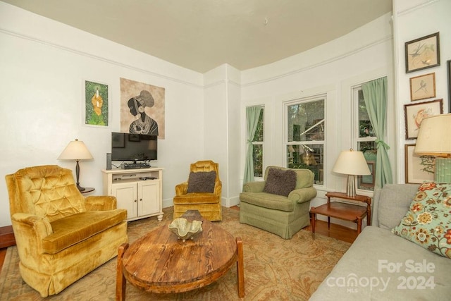 sitting room featuring light hardwood / wood-style flooring