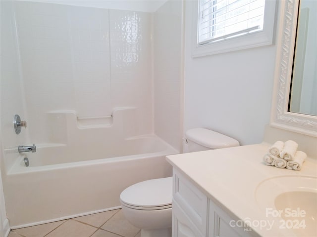 full bathroom featuring tile patterned floors, vanity, toilet, and shower / bathing tub combination