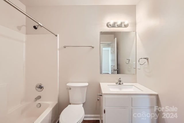 full bathroom with vanity, toilet, and tub / shower combination