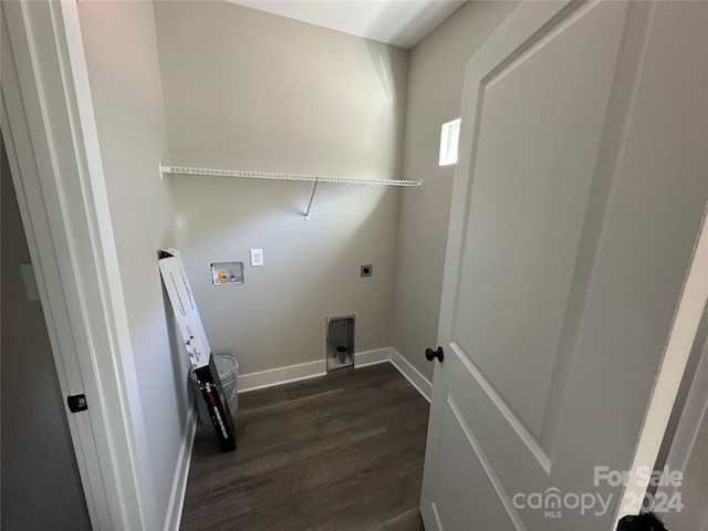 laundry room featuring washer hookup and dark hardwood / wood-style flooring