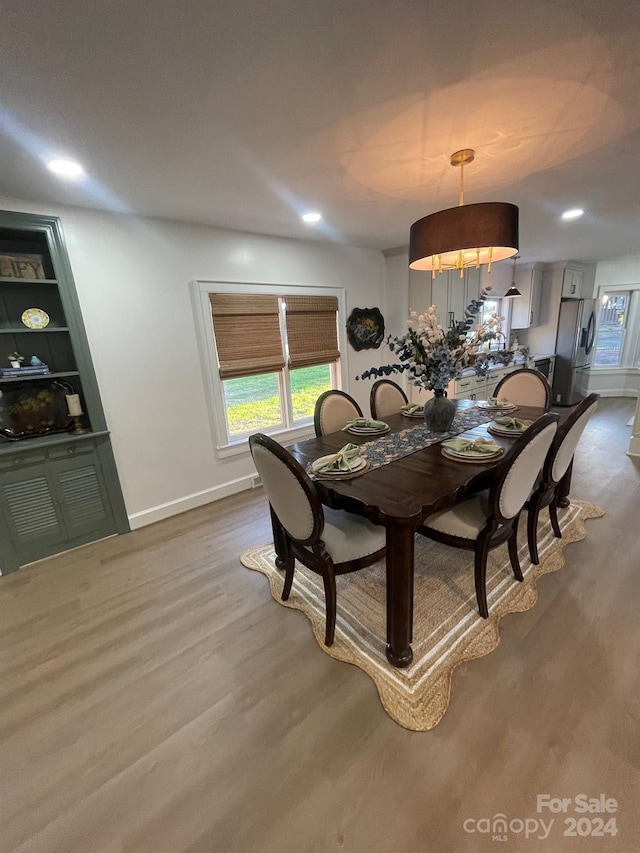 dining room with hardwood / wood-style flooring