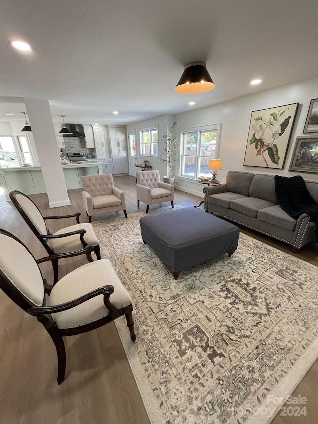 living room featuring hardwood / wood-style flooring