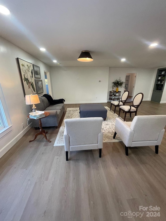 living room with hardwood / wood-style floors