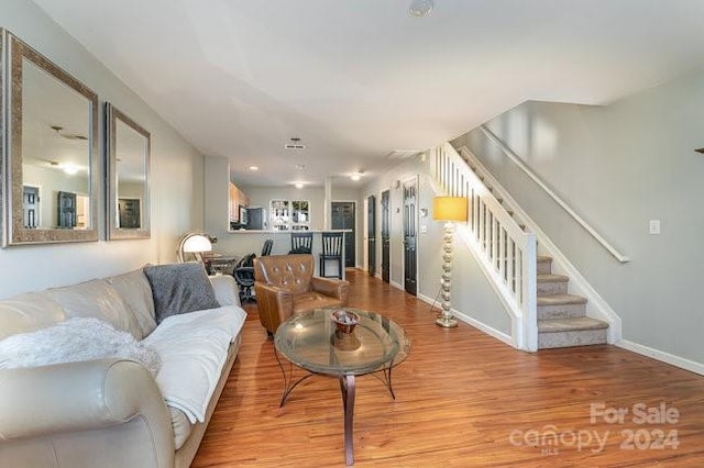 living room featuring light hardwood / wood-style floors