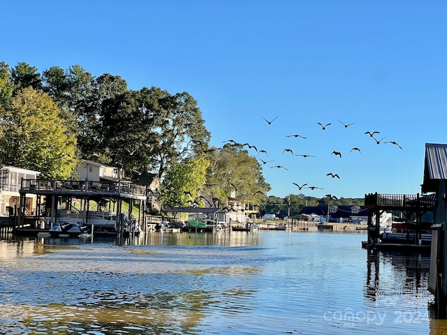 view of dock featuring a water view