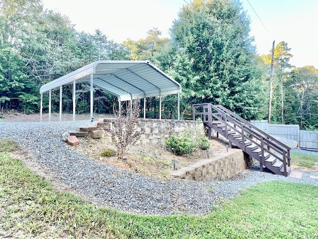 view of yard featuring a carport