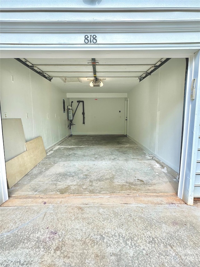 garage with a garage door opener