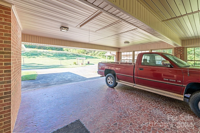 view of garage