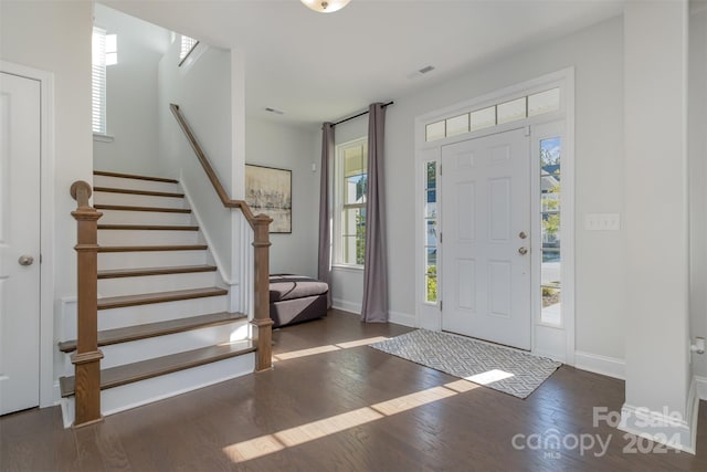 entrance foyer featuring dark wood-type flooring