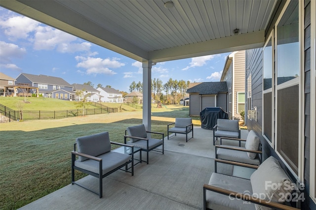 view of patio featuring outdoor lounge area and area for grilling