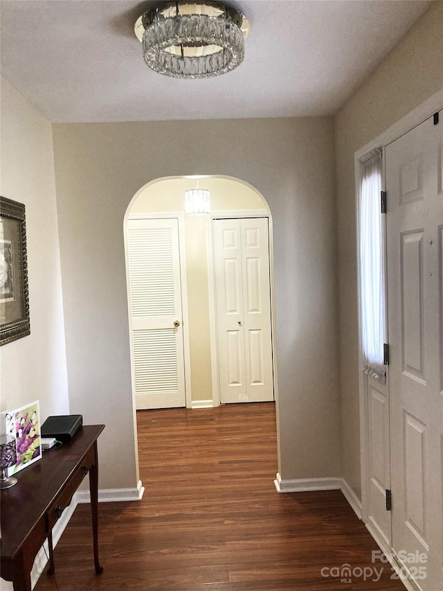 entryway featuring dark hardwood / wood-style floors