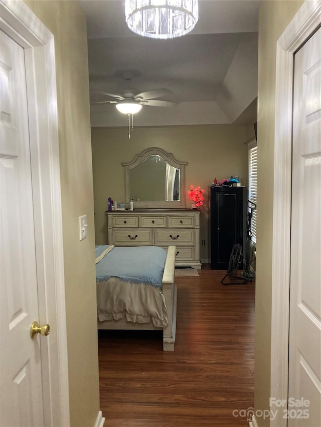 bedroom featuring dark hardwood / wood-style floors