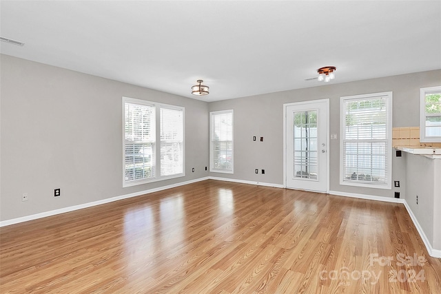 unfurnished living room with light hardwood / wood-style floors